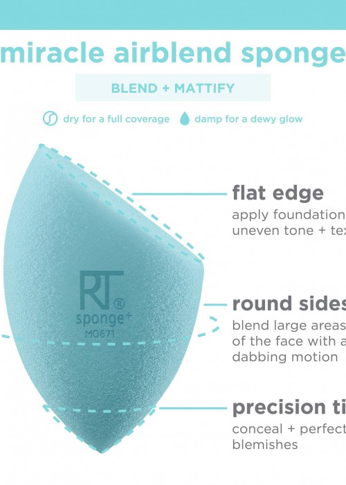 Mút Trang Điểm Real Techniques Miracle Airblend Sponge (Màu Xanh)